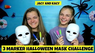 3 Marker Halloween Mask Challenge  Fun DIY Masks  Jacy and Kacy [upl. by Shaylah732]