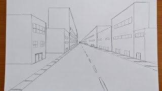 Drawing for Beginners One Point Perspective City Street View [upl. by Mezoff569]