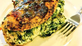 Stuffed Creamy Spinach Chicken Recipe  Keto Friendly  ThymeWithApril [upl. by Joey]