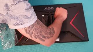 AOC 24G2U Unboxing and Setup  24quot 144hz 1ms 1080p Gaming Monitor  4Monitor Stand and AOC C32G1 [upl. by Champaigne622]