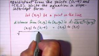 Equation of a line equidistant from 2 points [upl. by Flavian45]