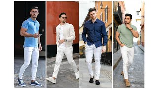 IDEAS PARA VESTIR y COMBINAR PANTALONES BLANCOS HOMBRElos mejores outfits [upl. by Friedly]