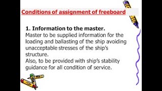 CONDITIONS OF ASSIGNMENT OF FREEBOARD BY LOAD LINE CONVENTION [upl. by Grassi44]