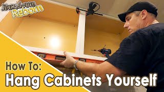 DIY How To Install Cabinets By Yourself  IN 6 MINUTES [upl. by Olgnaed]