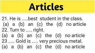 Articles  A An The  Articles in English Grammar Articles Practice Set [upl. by Auqinimod461]