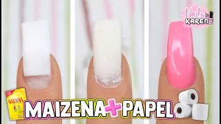 UÑAS POSTIZAS con PAPEL HIGIÉNICO y MAIZENA [upl. by Yelahs]