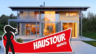 Haustour Modernes Landhaus – ökologisches HolzFertighaus Alpenchic von Baufritz  Hausbau Helden [upl. by Ientruoc]