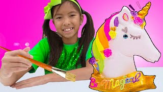 Wendy and Alex Pretend Play Paint Color Unicorn Toy for Kids [upl. by Blanch]