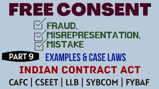 Fraud  Misrepresentation  Mistake  Free Consent  Indian Contract Act  Caselaws  Example [upl. by Suu]