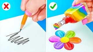 COOL ART HACKS AND DIY CRAFTS  Easy Painting amp Drawing Tips and Hacks You Need to Try by 123 GO [upl. by Olds]