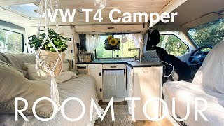 ROOMTOUR VW T4 DIY Camper Van I Camper Van Conversion Roomtour 2021 and our Van Life in Europe [upl. by Aan]