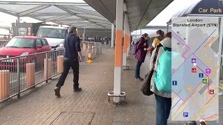 How to get to BUSES and TRAINS at London Stansted Airport National Express [upl. by Nalad560]