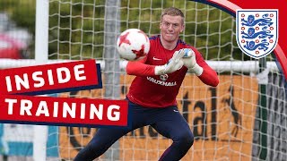 Euro U21 training session with Englands Goalkeepers  Inside Training [upl. by Modestia]