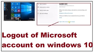 How to Logout of Microsoft account on windows 10 [upl. by Mukerji]