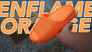 PERFECT SUMMER SLIDE Yeezy Slide Enflame Orange Review [upl. by Wartow]