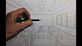 How To Draw Classroom in One Point Perspective [upl. by Barcot]