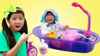 Nanny Emma Takes Care of Baby Doll Wendy Toy  Kid Babysits Baby Toys [upl. by Ariik]