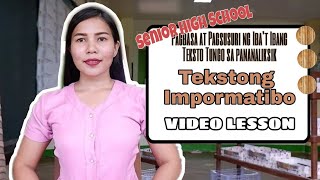 TEKSTONG IMPORMATIBO PAGBASA AT PAGSUSURI NG IBAT IBANG TEKSTO TUNGO SA PANANALIKSIK VIDEO LESSON [upl. by Euqinommod]