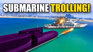 DESTROYING MY LITTLE BROTHERS YACHT SUBMARINE TROLLING  GTA 5 THUG LIFE 396 [upl. by Onaicram819]