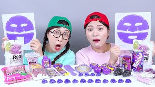 Purple Food Jelly Candy DONA Mukbang [upl. by Everick]