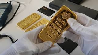 Large Gold Bars  Up Close Swiss Gold Direct from PAMP SUISSE [upl. by Ody666]