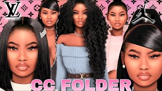 ✨ URBAN BLACK GIRL CC FOLDER amp SIM DOWNLOAD  HAIR EDGES LVMORE  SIMS 4 LOOKBOOK [upl. by Burt]