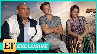 SpiderMan Far From Home Zendaya Tom Holland and Jacob Batalon Full Interview [upl. by Htial]