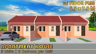 41 SQM  SMALL APARTMENT DESIGN  3 UNITS  2 BEDROOM per UNIT [upl. by Lyris]