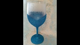 Glittered and Etched Wine Glass Tutorial by Shimmer Wren [upl. by Ladin]