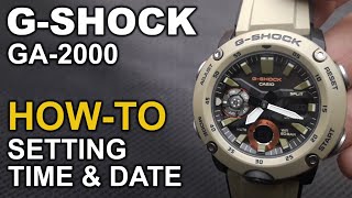 GShock GA2000  Setting Time and Date tutorial [upl. by Eleik]