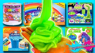 Probando 8 kits para hacer Slime Elmers Nickelodeon y Poopsie  Supermanualidades [upl. by Lurette]