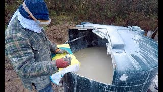 Slaking A Metric Ton Of Quicklime for lime plaster [upl. by Sulamith]