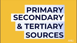 Primary Secondary and Tertiary Sources [upl. by Ocire]