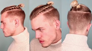 Viking Braided Top KnotMan Bun  Step by Step [upl. by Godden]