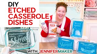 DIY Etched Casserole Dish Personalize a Glass Pyrex [upl. by Helsa]