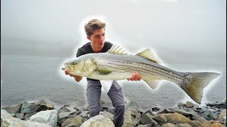 Most INSANE GIANT Striped Bass TOPWATER Fishing  Striper Mayhem D1 [upl. by Nedaj387]