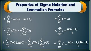 PROPERTIES OF SIGMA NOTATION AND SUMMATION FORMULAS [upl. by Alemac]