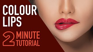 How to Add Colour to the lips in Photoshop 2MinuteTutorial [upl. by Olshausen]