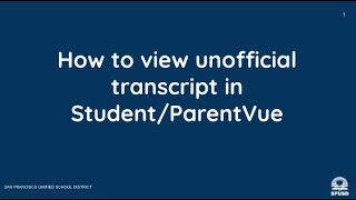 How to View Unofficial Transcript In StudentParentVue [upl. by Melda]