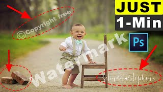 How to WATERMARK REMOVE from Photo for Beginners in 1Minute Photoshop [upl. by Scottie]