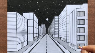 How to Draw a Town in 1Point Perspective [upl. by Weikert]