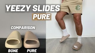 Yeezy Slides Pure Review  Slide Sizing amp On Feet [upl. by Aniluj]