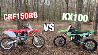 CRF150RB VS KX100  side by side comparison [upl. by Lehacim]