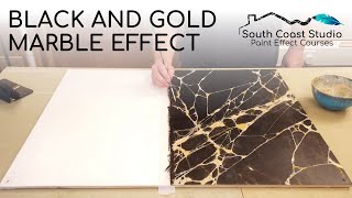 Black and Gold Marble Effect Painting Technique [upl. by Blanding891]