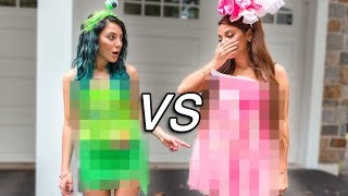 DIY Halloween Costume Challenge Sister VS Sister [upl. by Herrle]