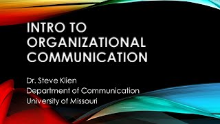 Introducing Organizational Communication [upl. by Palecek]