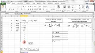 Excel  Discrete Random Variable  Probability Distribution [upl. by Duwe]