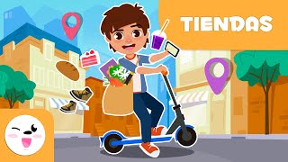 Las TIENDAS para niños  De compras por la ciudad  Vocabulario para niños [upl. by Coombs]