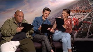 Tom Hollands Most Chaotic SpiderMan Interview Ever  TheHookOfficial [upl. by Ahsias667]