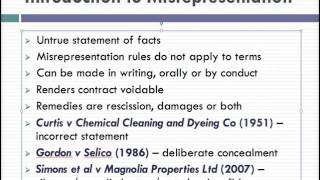 Misrepresentation Lecture 1 of 4 [upl. by Aniluap309]